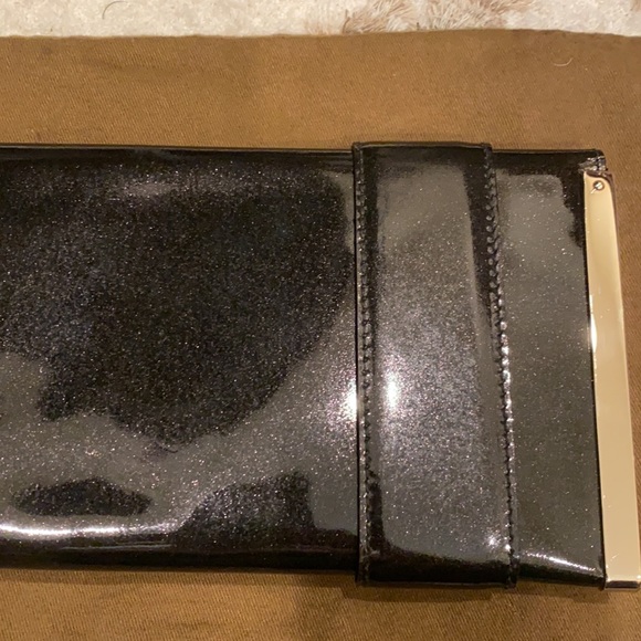 Black patent sparkle leather Gucci clutch - Picture 5 of 7